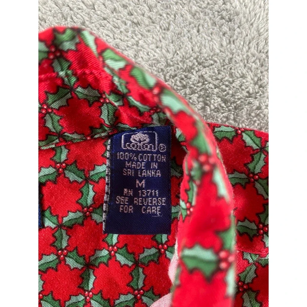 Karen Scott Mens Red Holly Berry Christmas Button Down Shirt M Cotton Long Slv